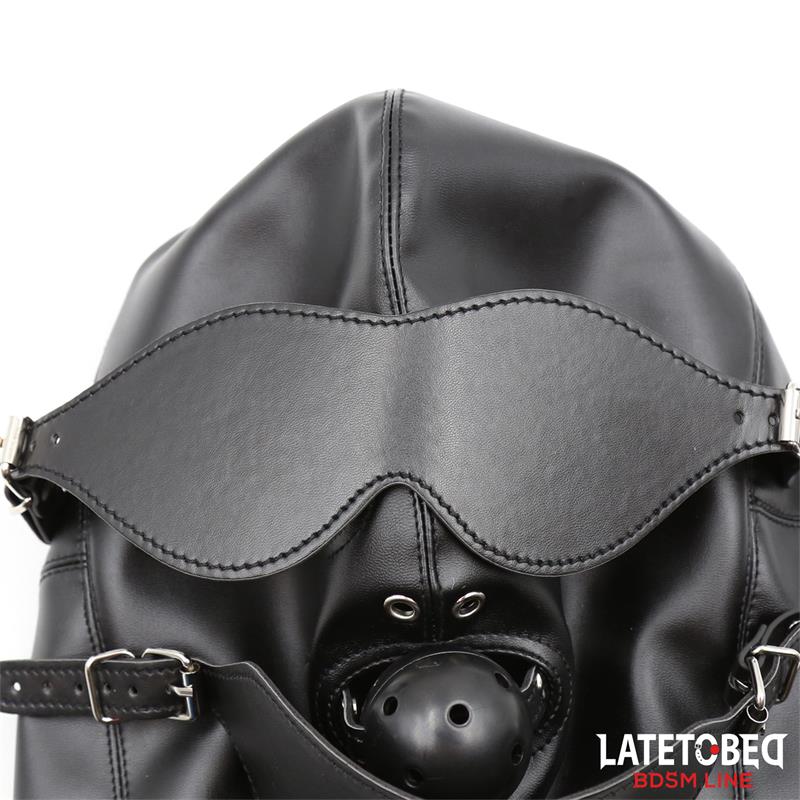 Slave Hood with Eye mask Breathable Gag Ball and Mouth Adjustable – Image 8