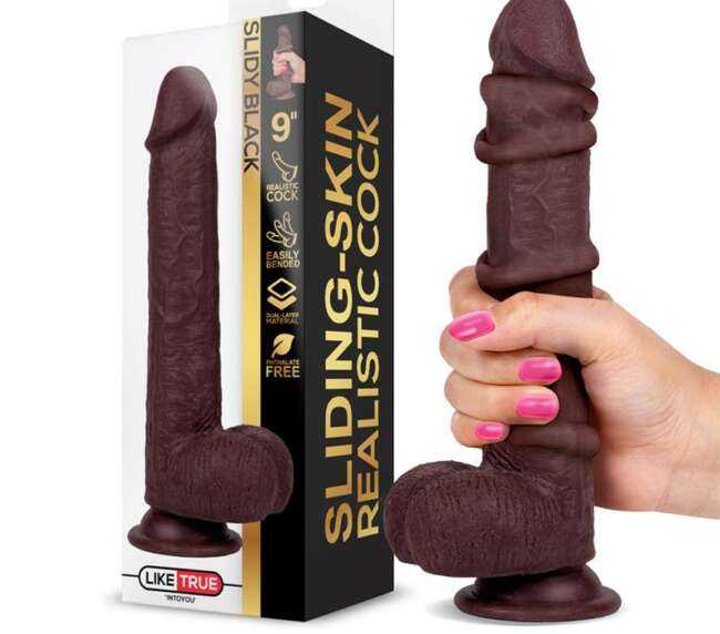 Slidy Realistic Dildo Dual Layer Retractable and Adjustable 9