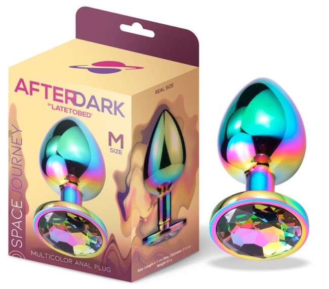Space Journey Multicolor Butt Plug with Jewel Size M