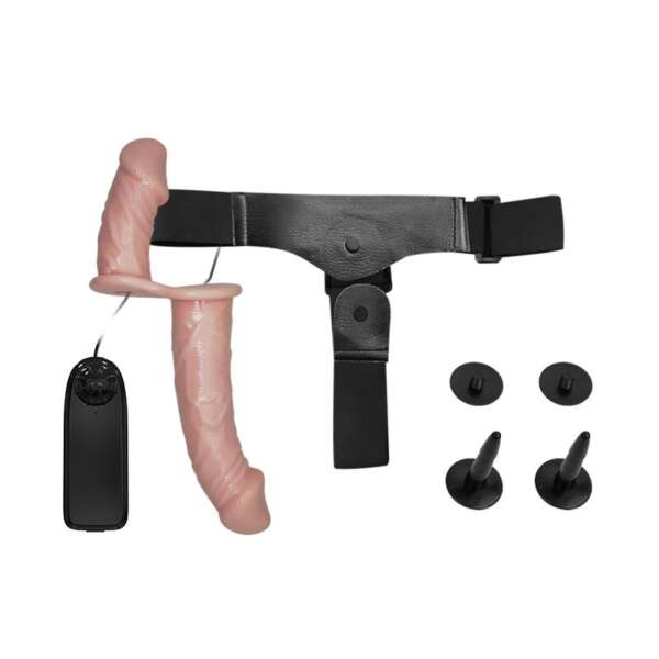Strap-On with Double Dildo with Vibration Flesh – Image 9