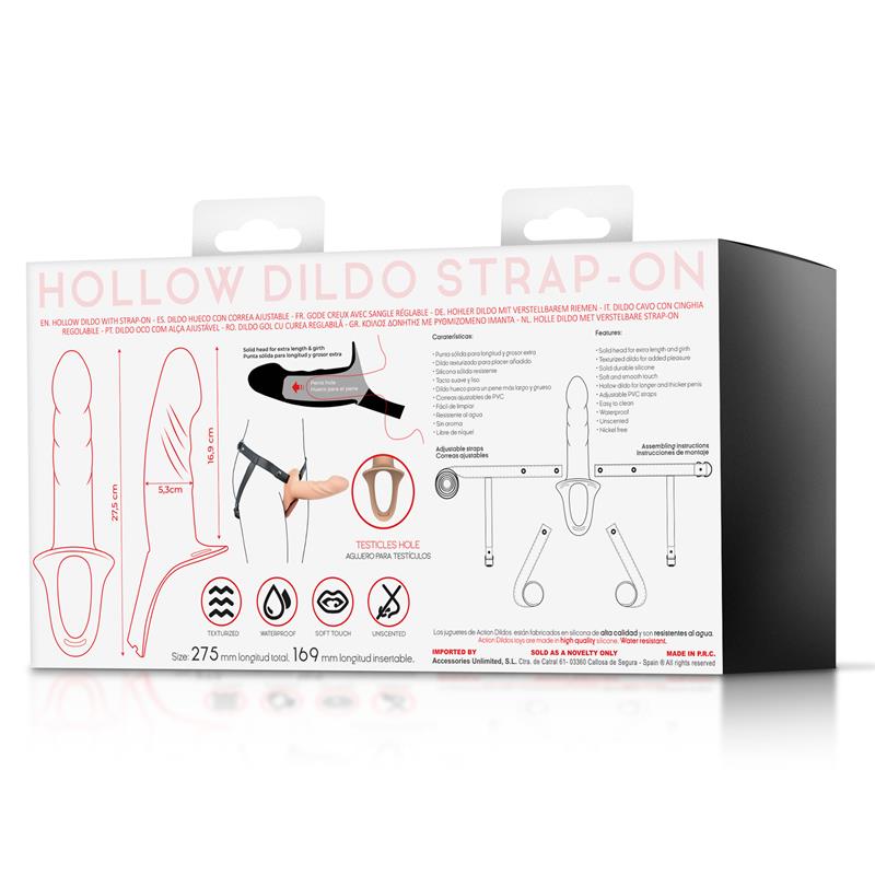 Strap-On with Hollow Dildo Premium Silicone Size L Flesh – Image 5