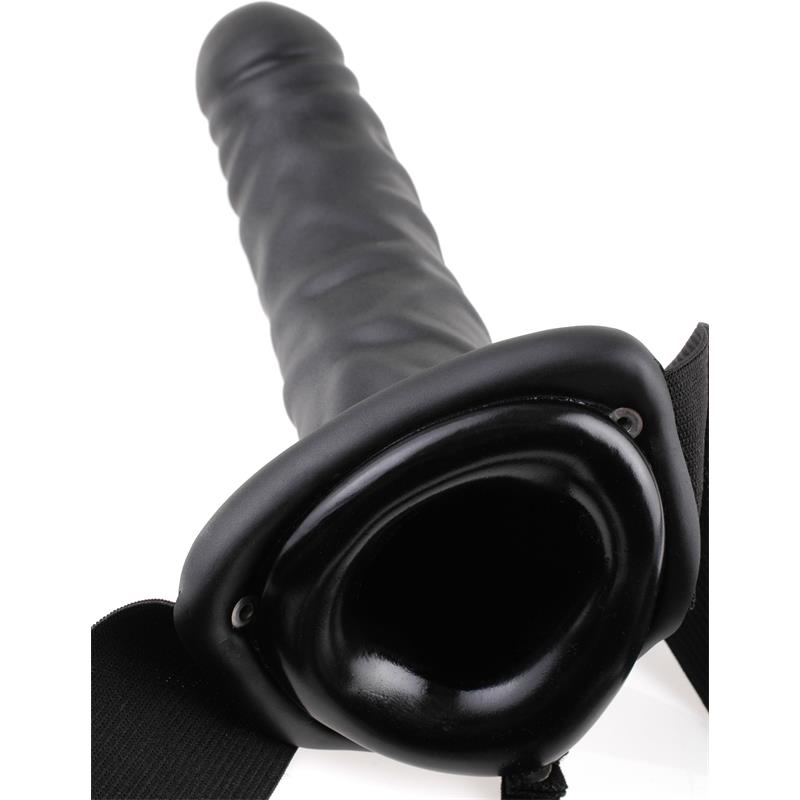 Strap-On with Vibrating Hollow Dildo 8 Black - Image 5