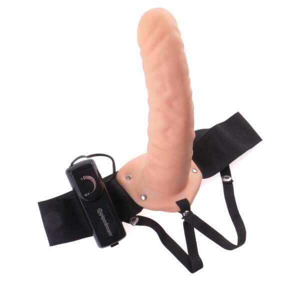 Strap-On with Vibrating Hollow Dildo Flesh