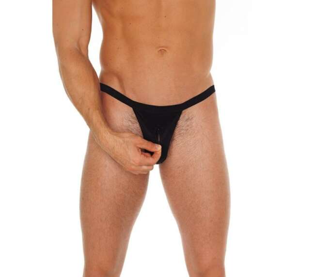 String with Zipper Black One Size