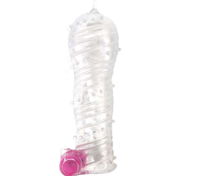 Funda texturizada para el pene con bala vibradora Transparente