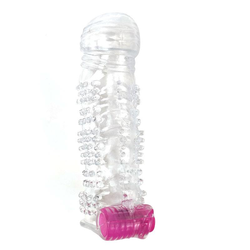 Textured Penis Sleeve with Vibration Clear – Image 4
