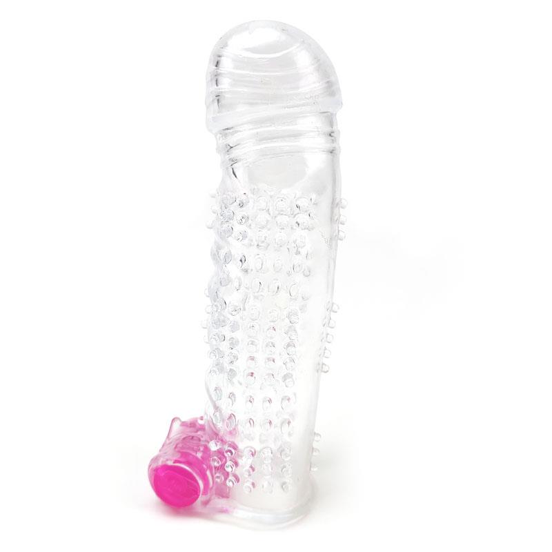 Textured Penis Sleeve with Vibration Clear – Image 5