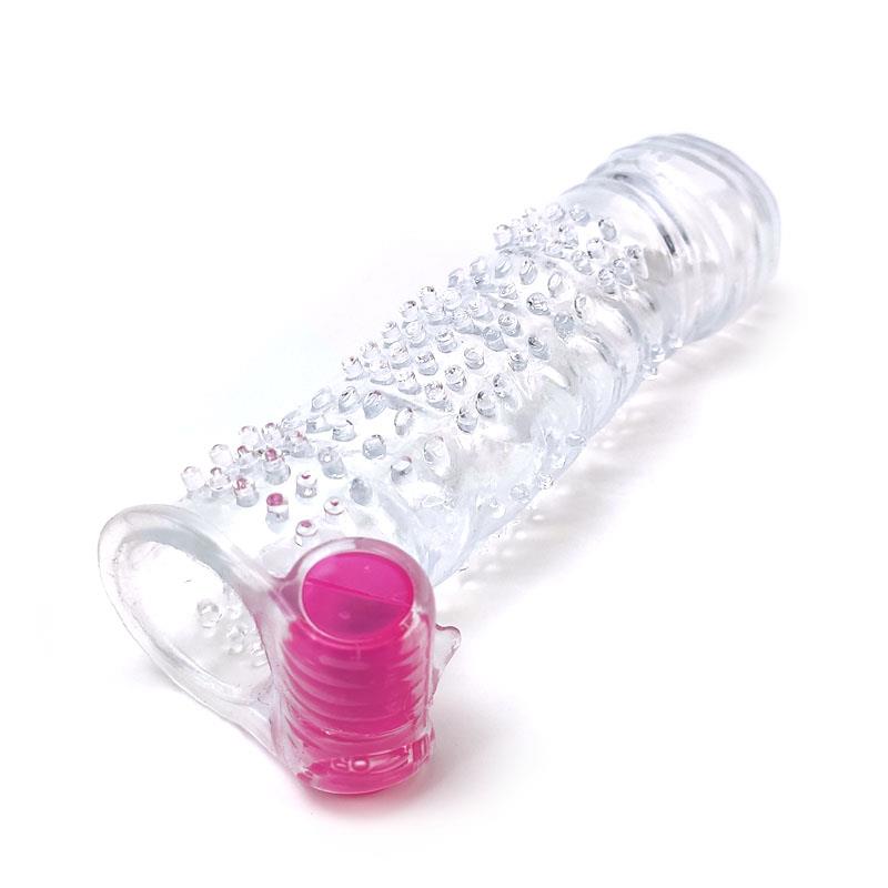 Textured Penis Sleeve with Vibration Clear – Image 7