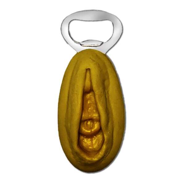 Vagina-shaped bottle opener Gold