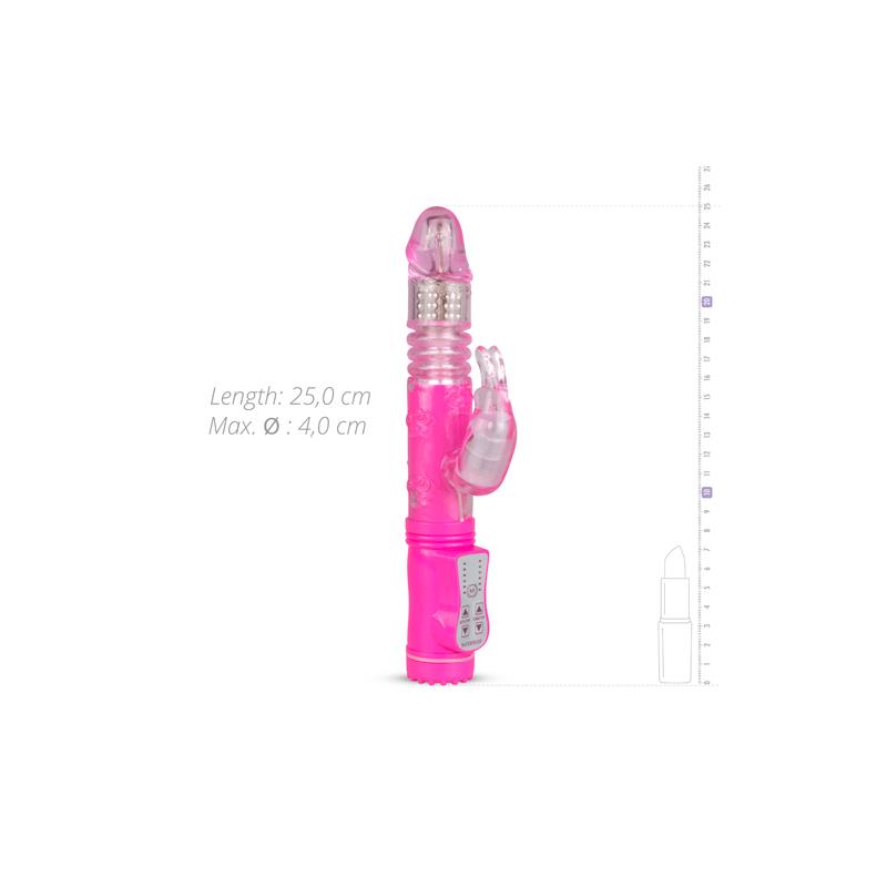 Rabbit Vibrator Thrusting and Rotating Balls  Pink – Image 6