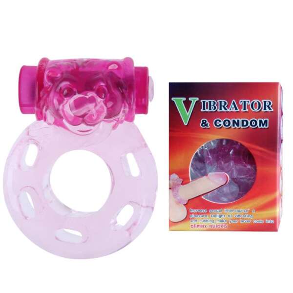Vibrating Cock Ring Bear Pink – Image 3