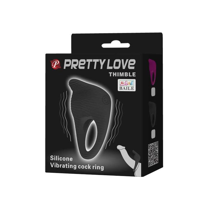 Vibrating Cock Ring Thimble Black – Image 7