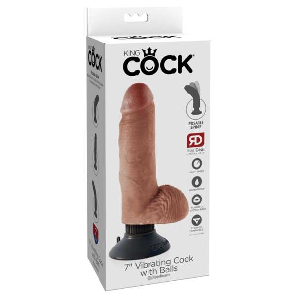 Vibrating Cock with Balls 7 Tan – Image 5
