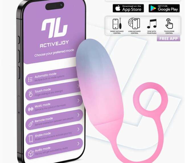 Vibrating Egg with APP Double Layer Silicone Blue/Pink