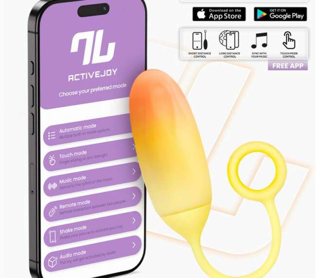 Vibrating Egg con APP Double Layer Silicone Yellow/Orange