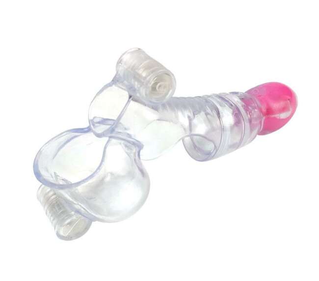 Vibrating Penis and Testicles Sleeve Clear
