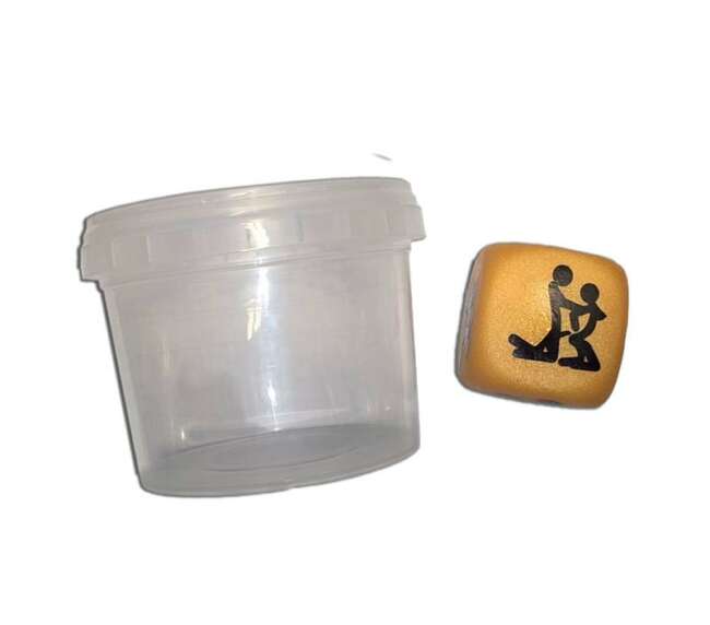 White Position Dice in a Plastic Jar for couples