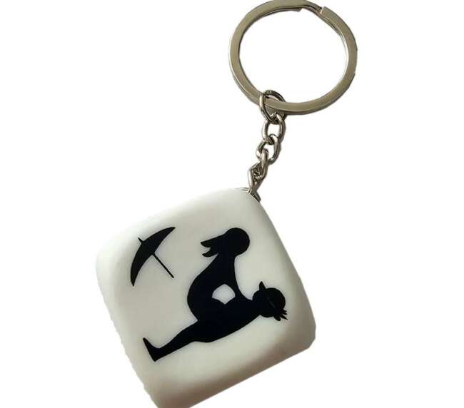 White Position Dice Keychain