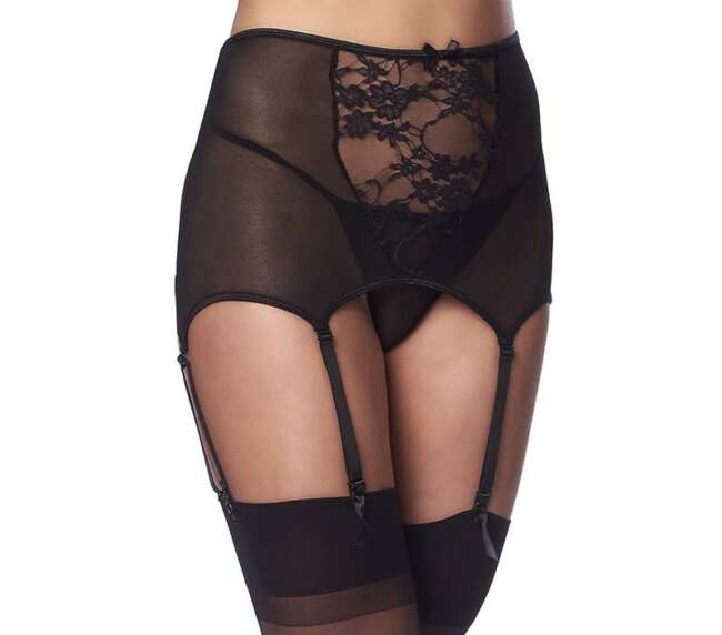 Wide Garter Belt with Stocking Black