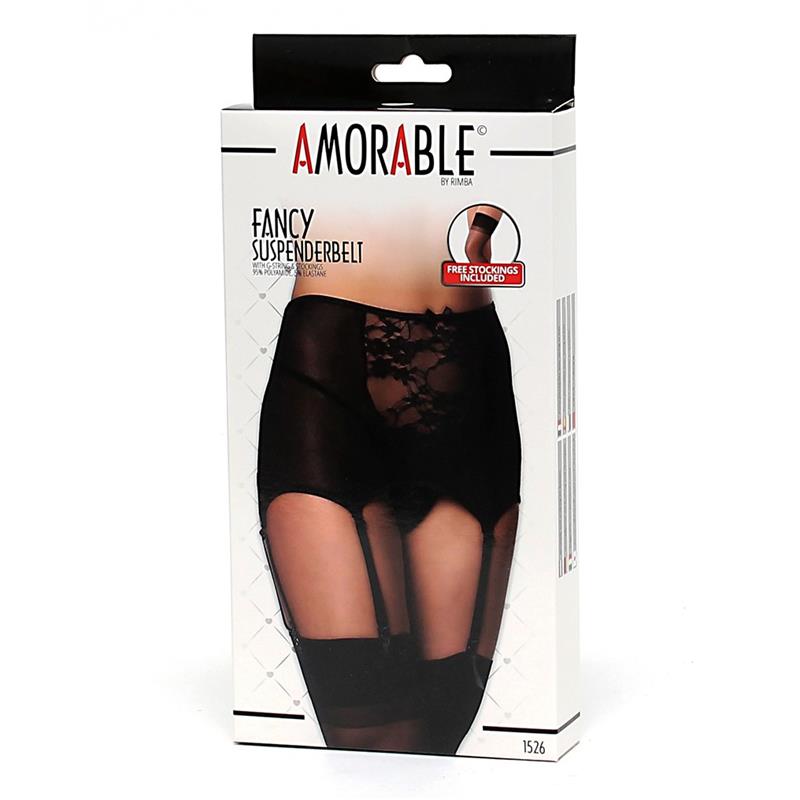 Wide Garter Belt with Stocking Black - Image 4