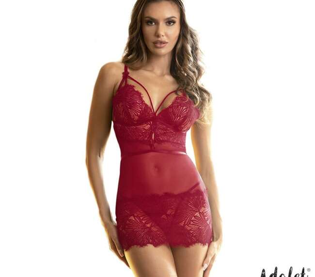 Zoe Open Back Babydoll and Thong Red