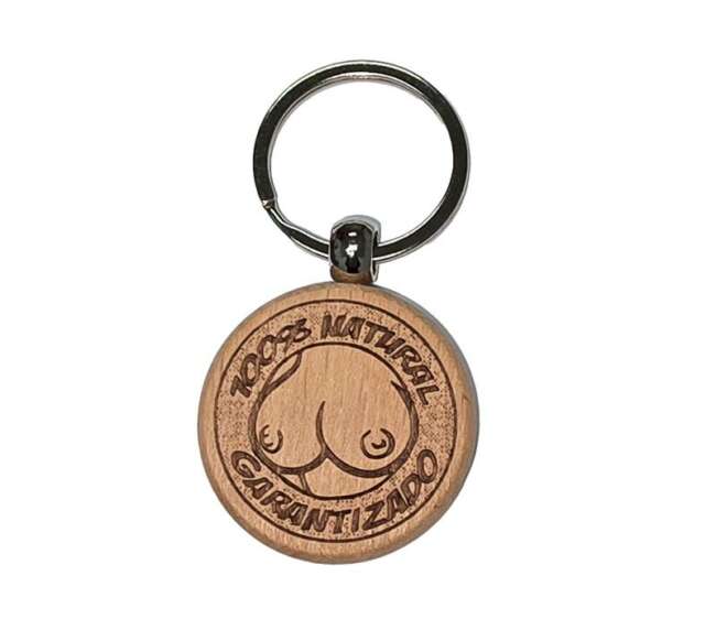 Breast Shaped Wooden Keychain