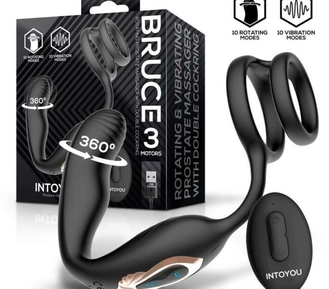 Bruce Prostate Massager 360º avec Double Cockring avec Vibration