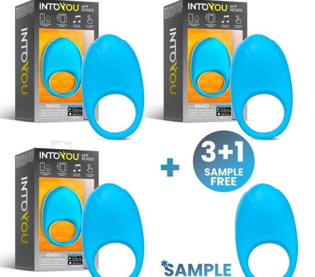 Pack 3 + Tester Ringo Vibrating Ring with APP Blue
