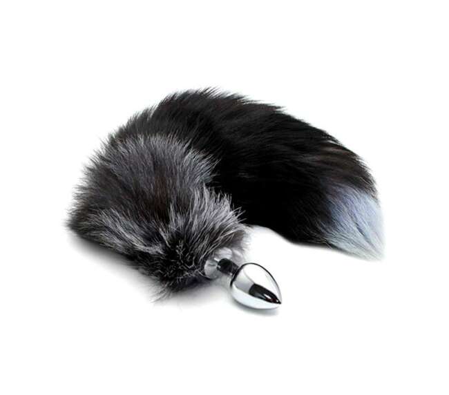 Black And White Fox Tail Plug M